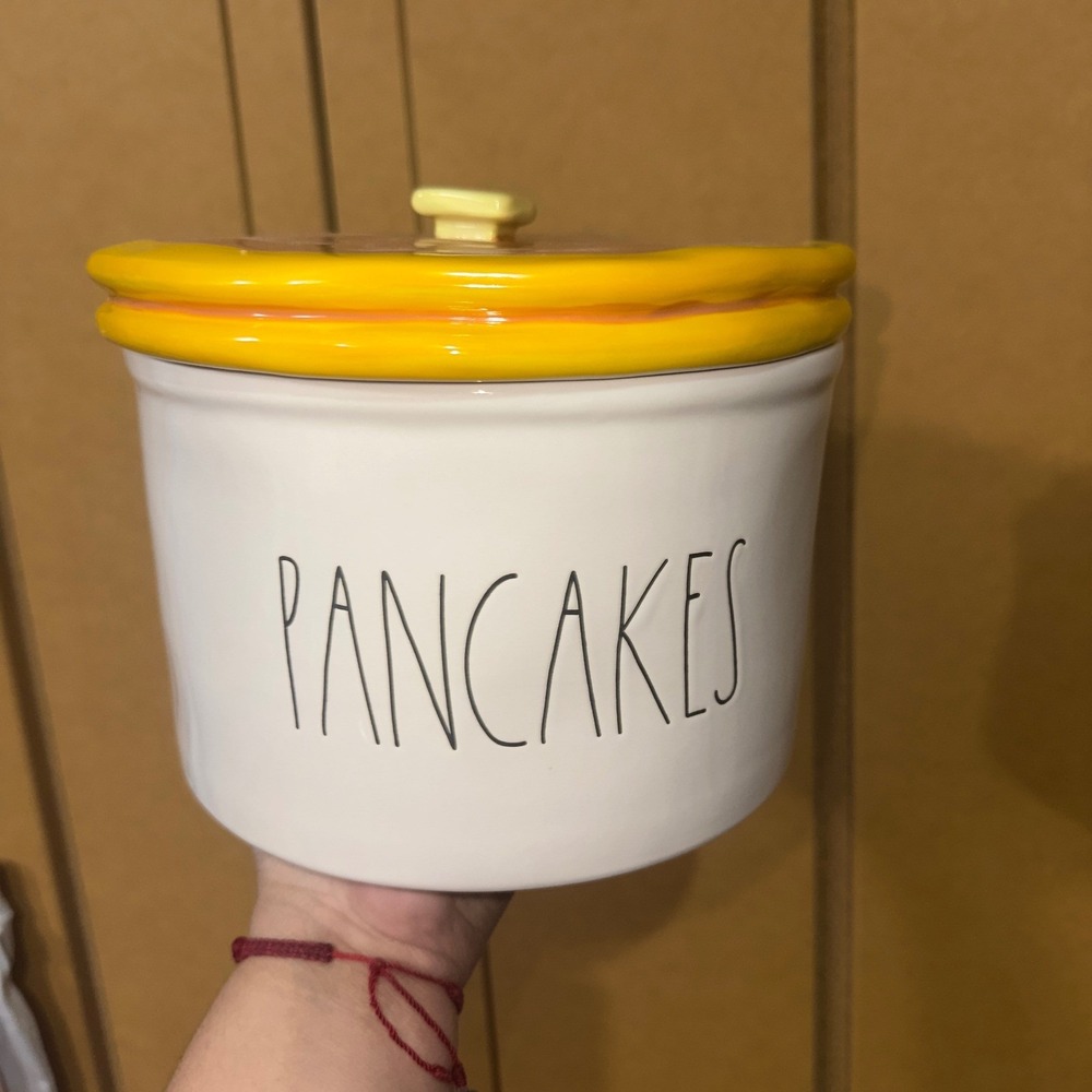 Rae Dunn PANCAKES Ceramic Canister with Pancake Stack Lid Artisan Collection